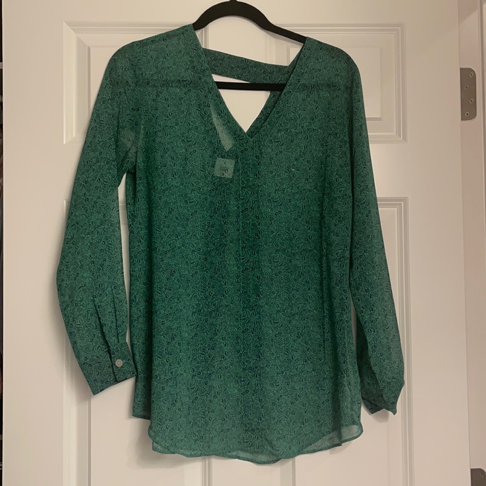 Cabi Bountiful Blouse Sheer Green